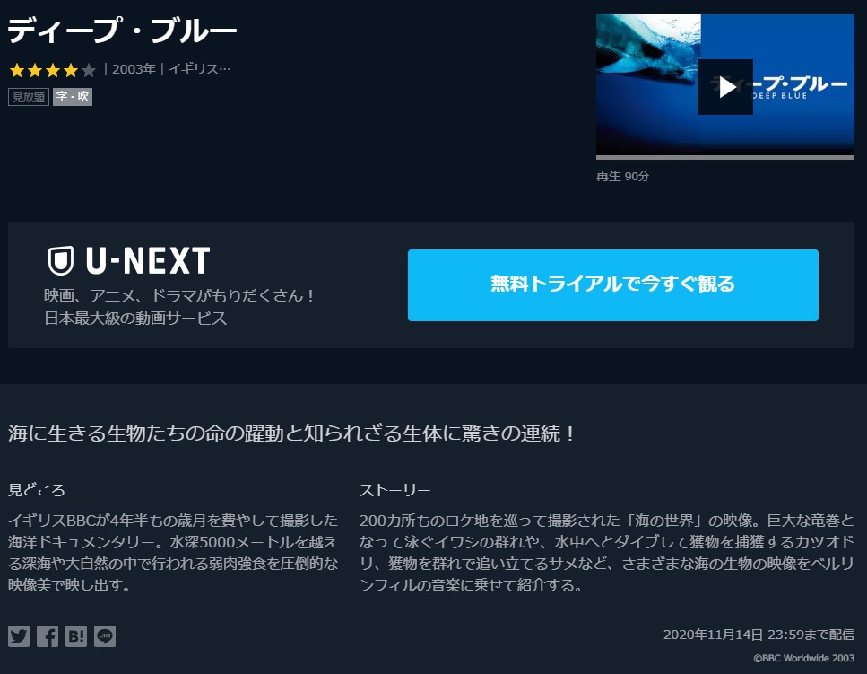 映画 ディープ ブルー 03年 の動画を無料でフル視聴できるサイトまとめ 映画動画大陸